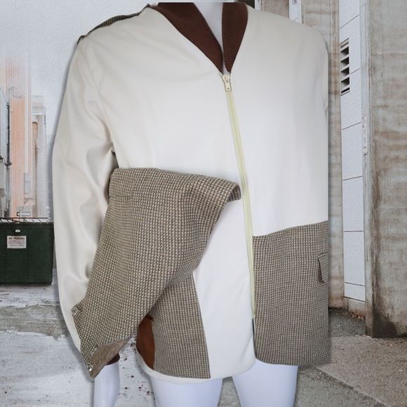 Handmade Faux Leather Winter Tailored Jacket Multicolored L - Picture 3 of 14